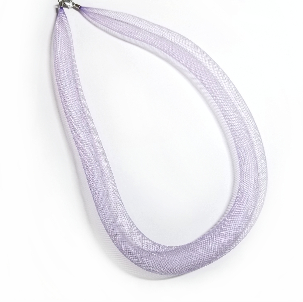 Sajen necklace mesh Sterling Silver woven tube lavender purple